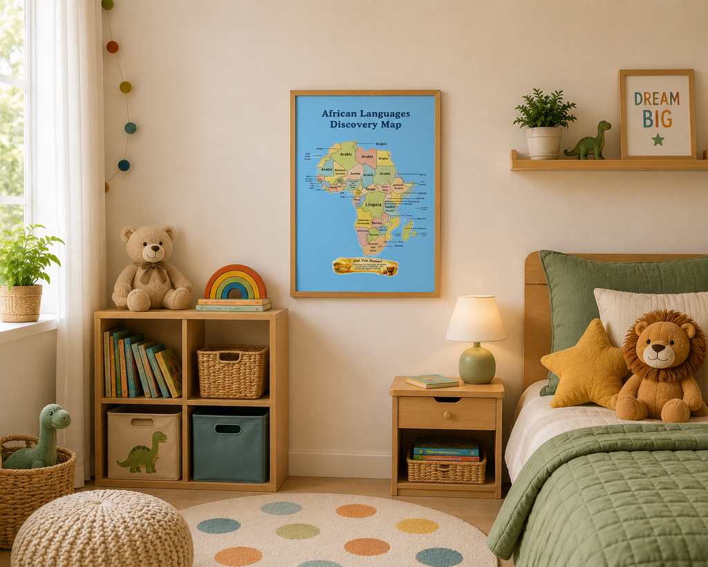 Africa Language Discovery Map for Kids | Educational African Languages Wall Poster | Heritage Languages Series