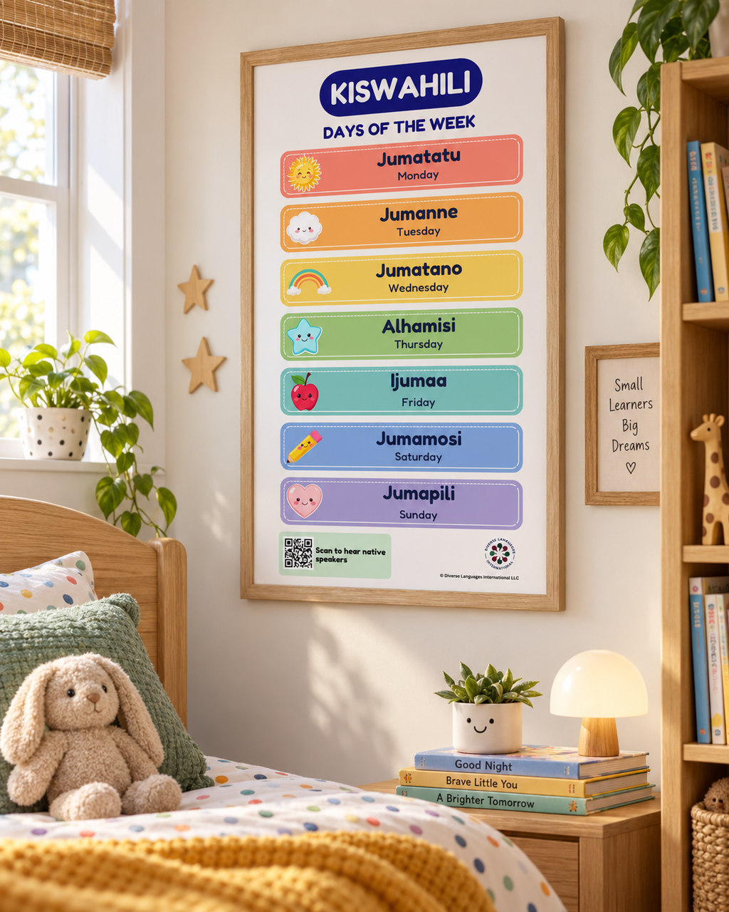 Swahili Days of the Week Poster for Kids | Kiswahili Calendar Chart | Native Speaker Audio | Kiswahili Language Learning Printable