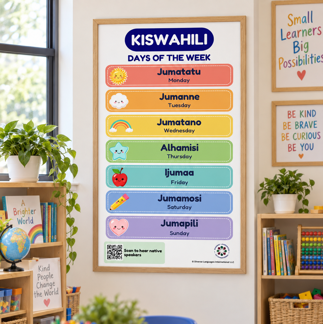 Swahili Days of the Week Poster for Kids | Kiswahili Calendar Chart | Native Speaker Audio | Kiswahili Language Learning Printable