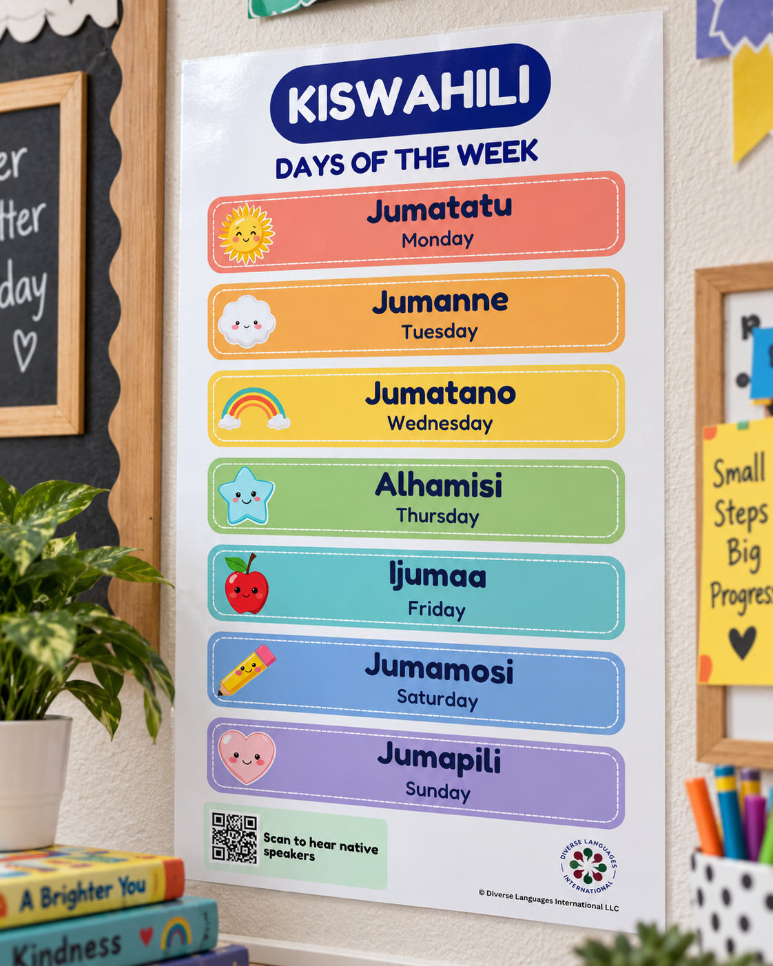 Swahili Days of the Week Poster for Kids | Kiswahili Calendar Chart | Native Speaker Audio | Kiswahili Language Learning Printable