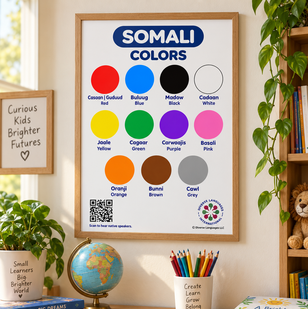 My Somali Colors Poster for Kids | Learn Colors in Somali + Native Speaker Audio