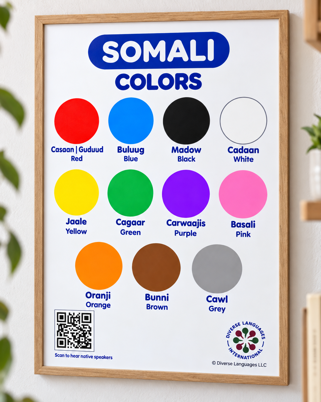 My Somali Colors Poster for Kids | Learn Colors in Somali + Native Speaker Audio
